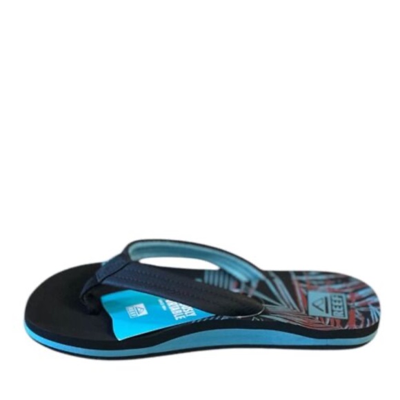 Reef Ahi Kids Flip Flops Size 1 Black Tropical Dream Beach Sandals - Picture 4 of 9